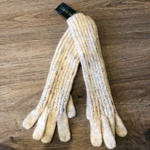 Ralph Lauren soft stretchy gloves w faux diamonds